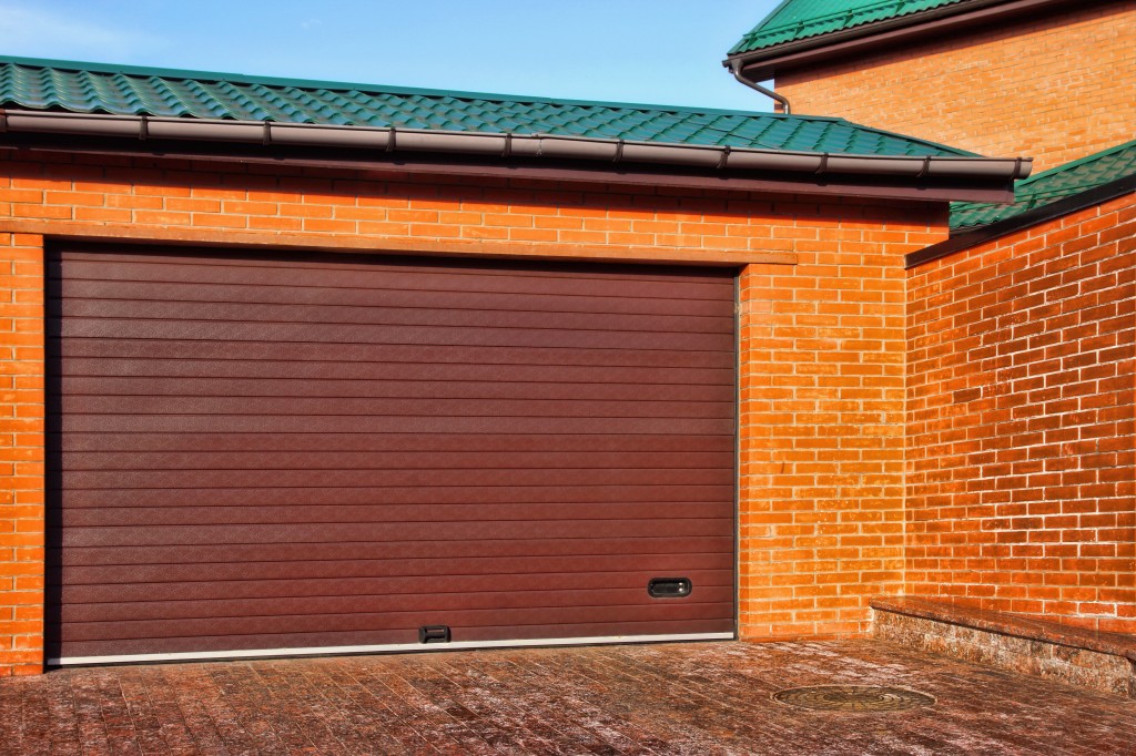 Automatic Garage Gate and Single Red House with brick wall, XXXL